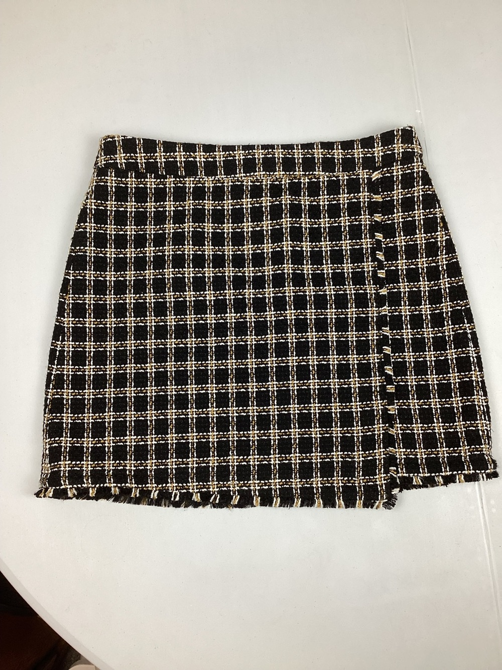 Loft Outlet Checkered Tweed Mini Skirt Wrap Style Size 12 NEW! Retail $69.99